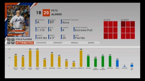 Pete Alonso MLB The Show 20 best first basemen 1b rtts franchise mode march to october diamond dynasty
