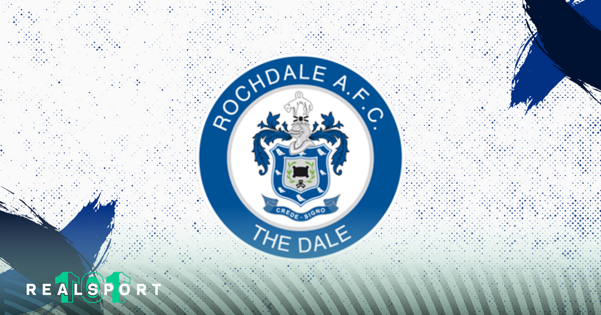 Rochdale badge with white and blue background