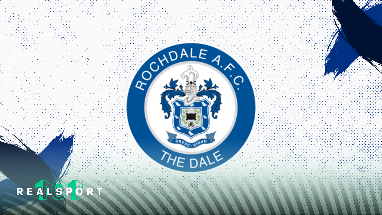 Rochdale badge with white and blue background