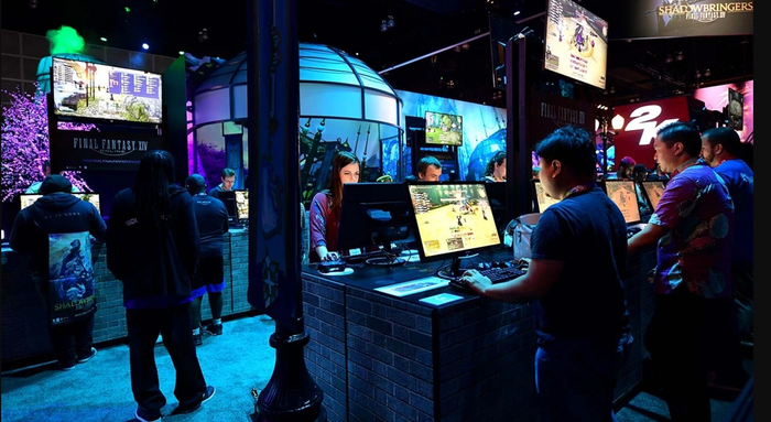 The Final Fantasy XIV booth at an E3 event