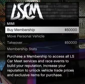 GTA Online Buy LS Car Meet Membership