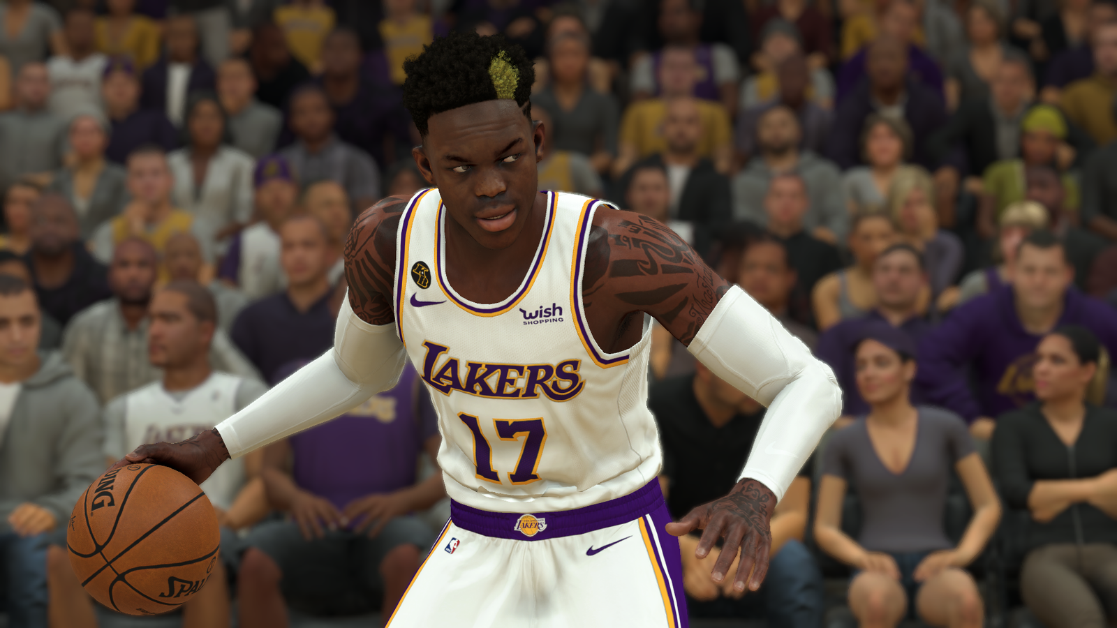 Lakers guard Dennis Schroeder handles the ball in NBA 2K22.