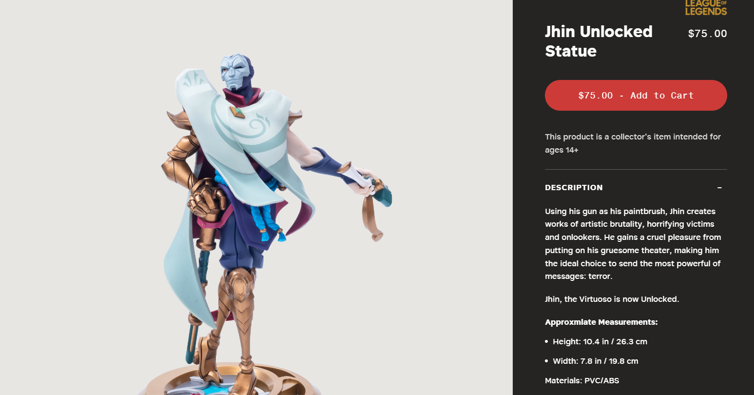 Jhin statue from Riot Games merch store
