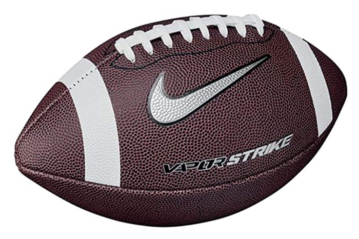 Best American footballs Nike product image of a dark brown American football with a white Nike tick