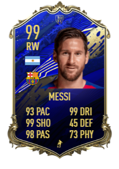 GOAT! We saw three 99 OVR cards in TOTY on FIFA 20