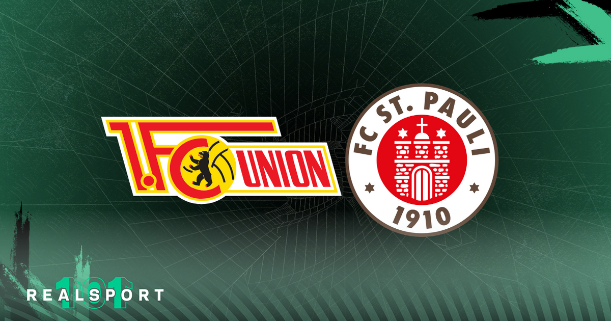 Union Berlin and St. Pauli badges with green background