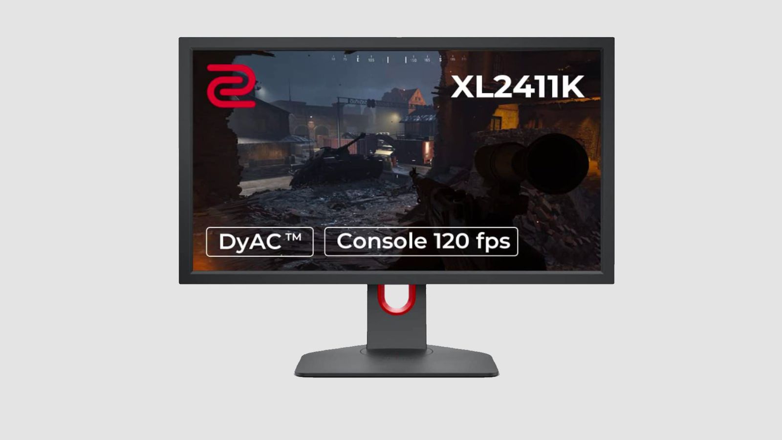 Best monitor for Warzone BenQ product image of a monitor with the key specs on the display.