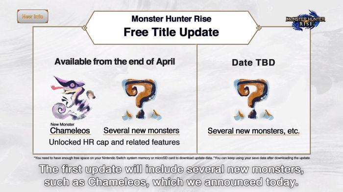 Monster Hunter Rise free update April Chameleos
