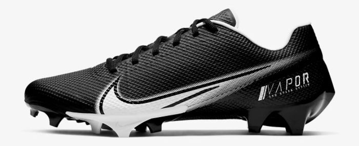 Best football cleats under 100 Nike product image of a black cleat with a white Swoosh.