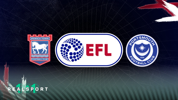 Ipswich Town and Portsmouth badges with EFL logo