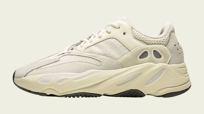 adidas Yeezy Boost 700 "Analog" product image of a light cream sneaker with a black outsole.