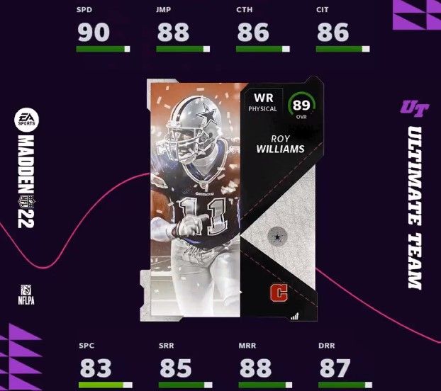 The Roy Williams card in Madden 22 Ultimate Team