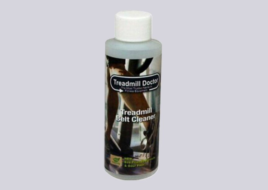 Treadmill Doctor product image of a clear bottle containing belt cleaner solution.