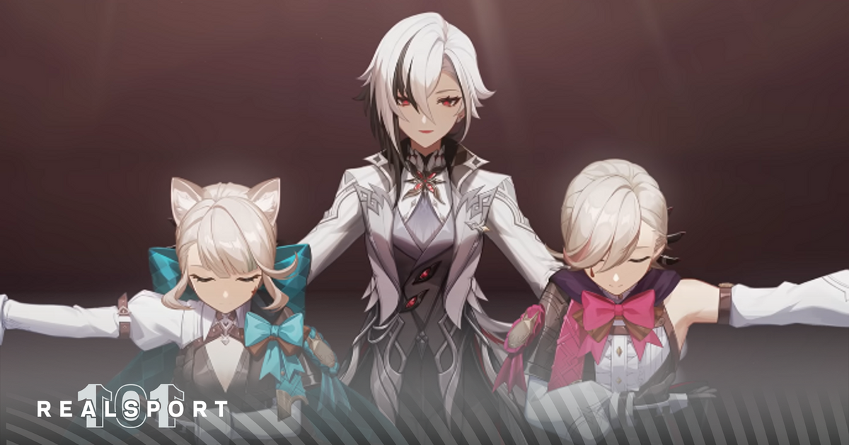 A screenshot of Genshin Impact Arlecchino, Lyney, and Lynette in Overture Teaser: The Final Feast 