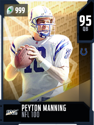 Peyton Manning's 95 OVR NFL 100 MUT card
