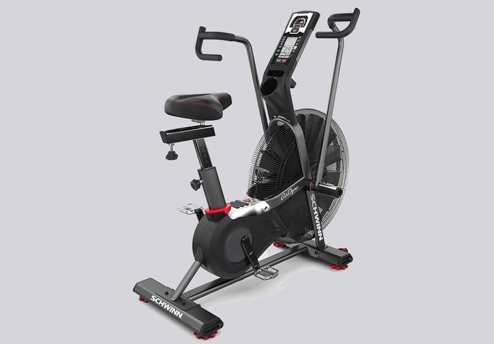 Best exercise bike Schwinn Fitness product image of a black framed bike with red details.