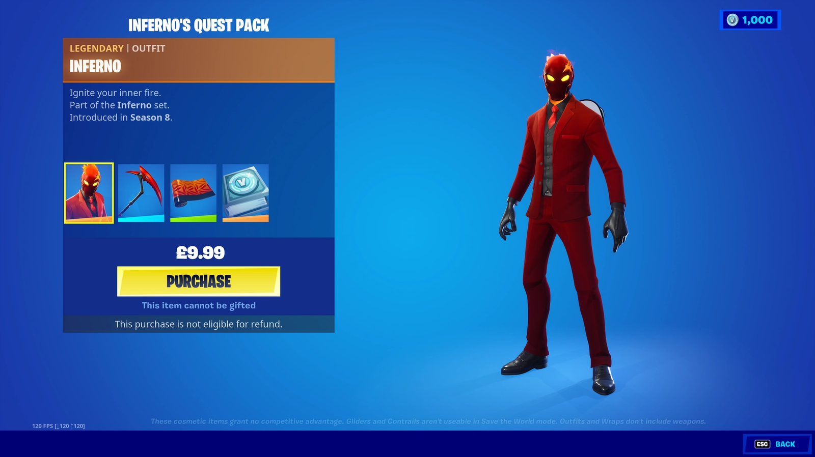 The feature outfit of Inferno's Quest Pack in Fortnite
