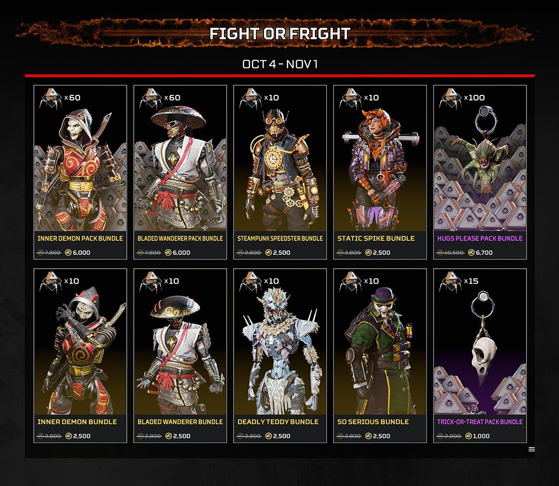 Fight or Fright skins in Apex Legends