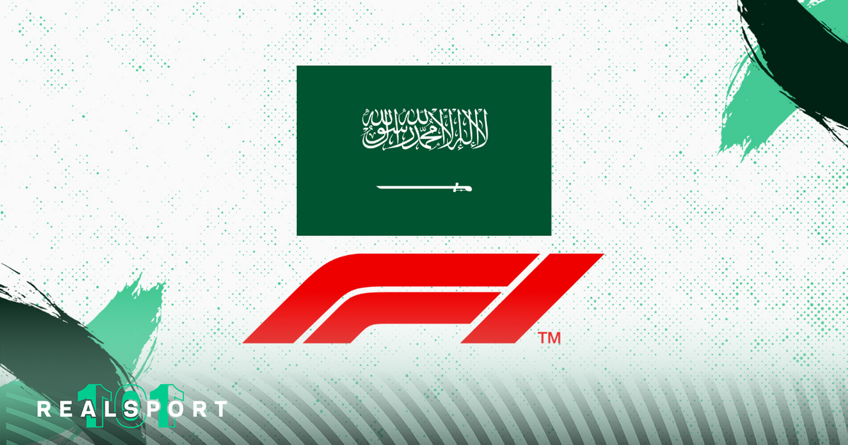 Saudi Arabian flag with Formula 1 logo and white/green background