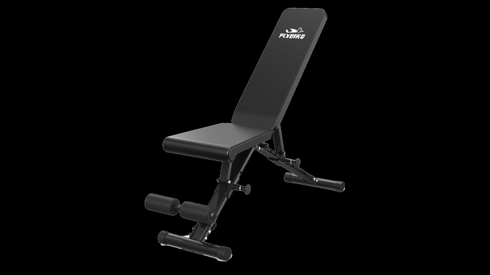 Flybird Adjustable Weight Bench product image of a black adjustable weight bench.