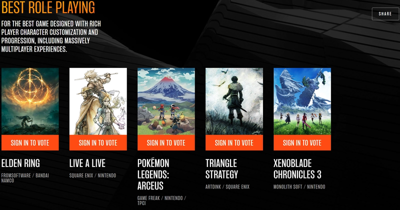 The Game Awards - Pokémon Legends: Arceus Nominated for Best Role Playing  Game of 2022 