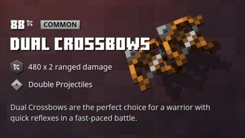 Minecraft Dungeons Jungle Awakens dual crossbows