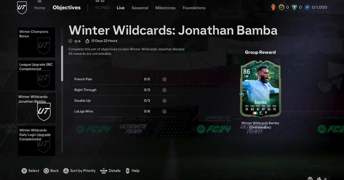 FC 24 Winter Wildcards Bamba Objectives