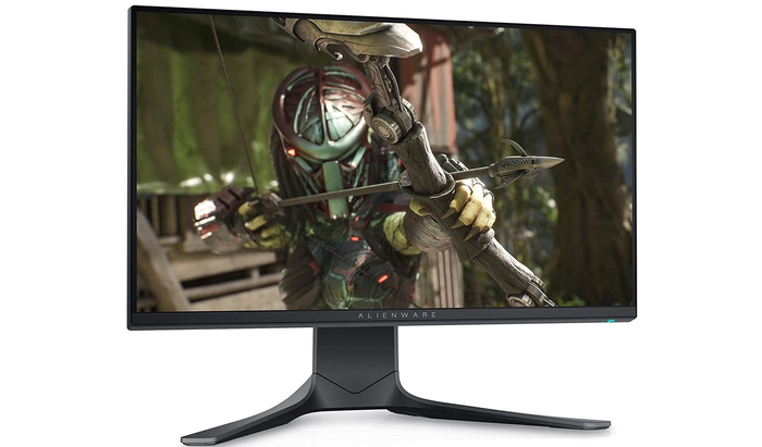 Best gaming monitor for Warzone Alienware product image of a monitor with an alien with a bow and arrow on the display.