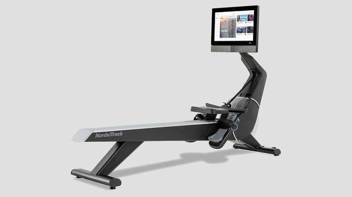 Best exercise machine for weight loss NordicTrack product image of a grey and black rowing machine with a large HD display.
