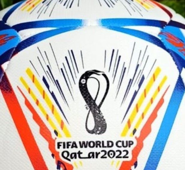 Latest news on footballs adidas leaked an image of a white ball with blue and orange details and Qatar World Cup branding.
