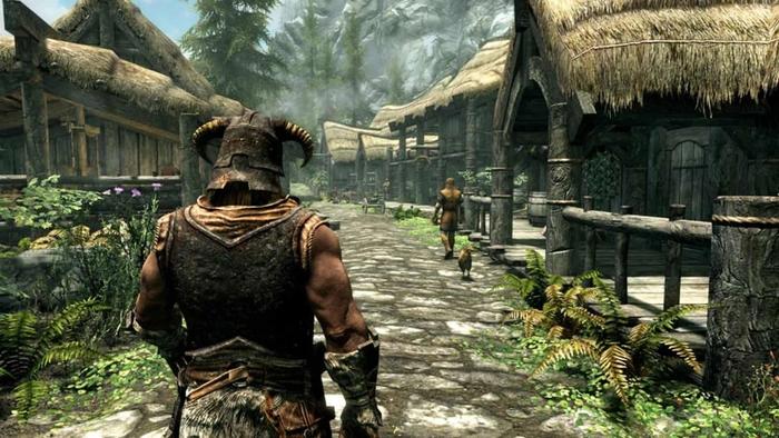 skyrim screenshot third person from behind the character