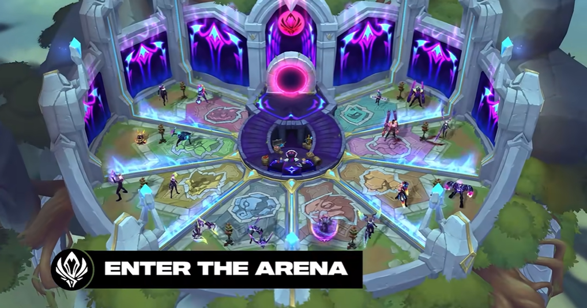 A screenshot of the new Arena from the LoL "Enter the Unknown | MSI 2024 Event Trailer"