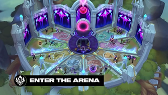 A screenshot of the new Arena from the LoL "Enter the Unknown | MSI 2024 Event Trailer"