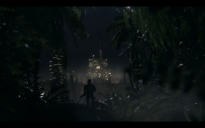 A mysterious figure in the Off The Grid reveal trailer looking out over a city.