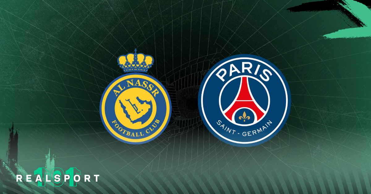 Al-Nassr and PSG badges with green background