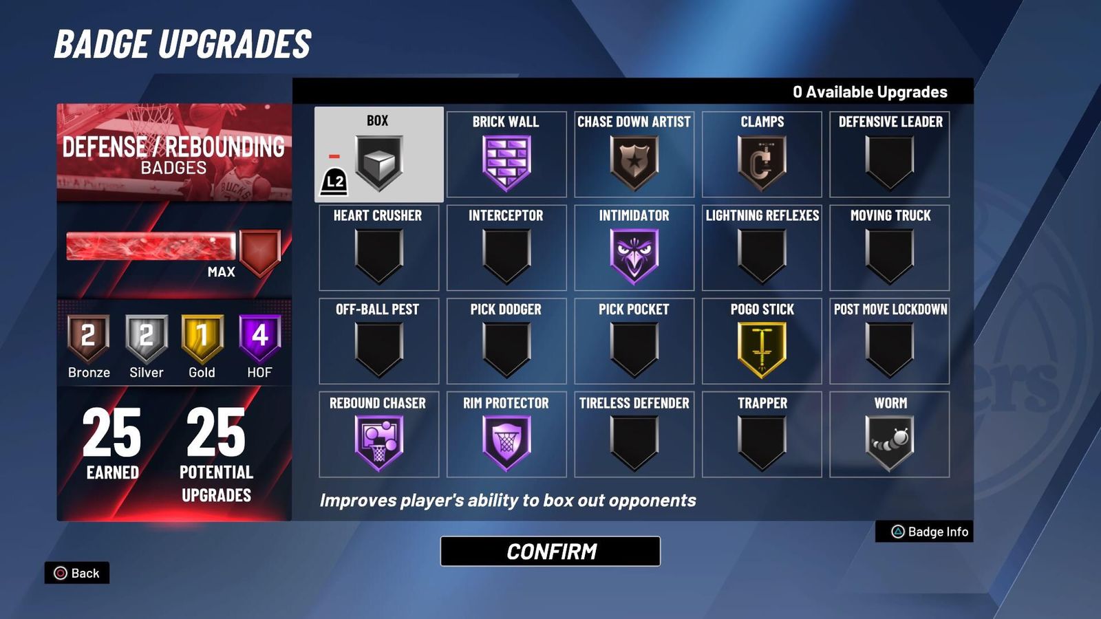 The Badge upgrade screen in NBA 2K22