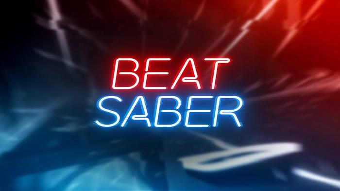 Best fitness video games Beat Games product image of the Beat Saber logo in neon red and blue writing