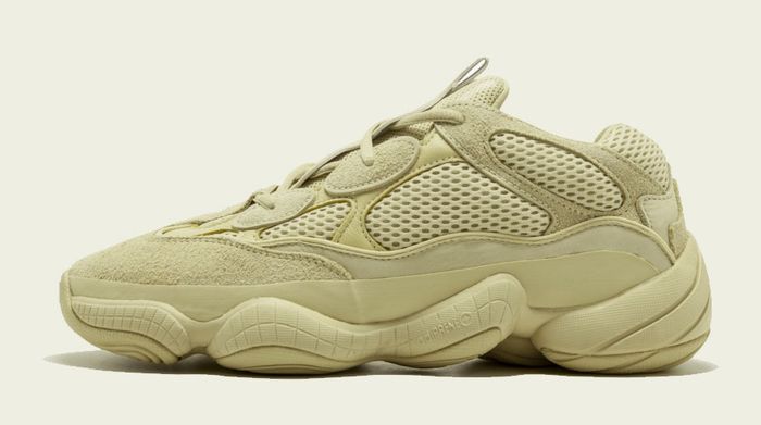 adidas Yeezy Boost 500 "Supermoon Yellow" product image of an all-yellow sneaker.