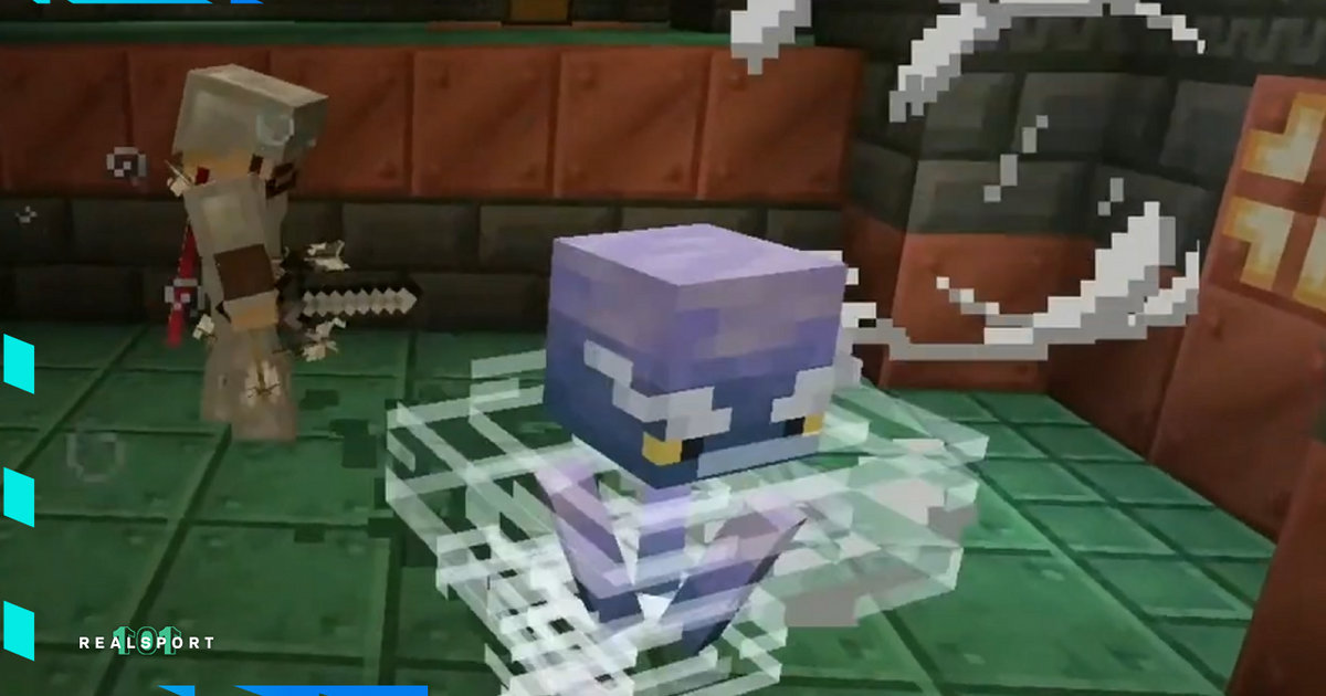 A screenshot of the new hostile mob, the Breeze, from the Minecraft Live 2023.
