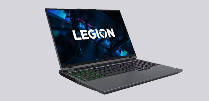 Best laptop for Football Manager 2022 Lenovo product image of a grey laptop with blue Lenovo branding on the display.