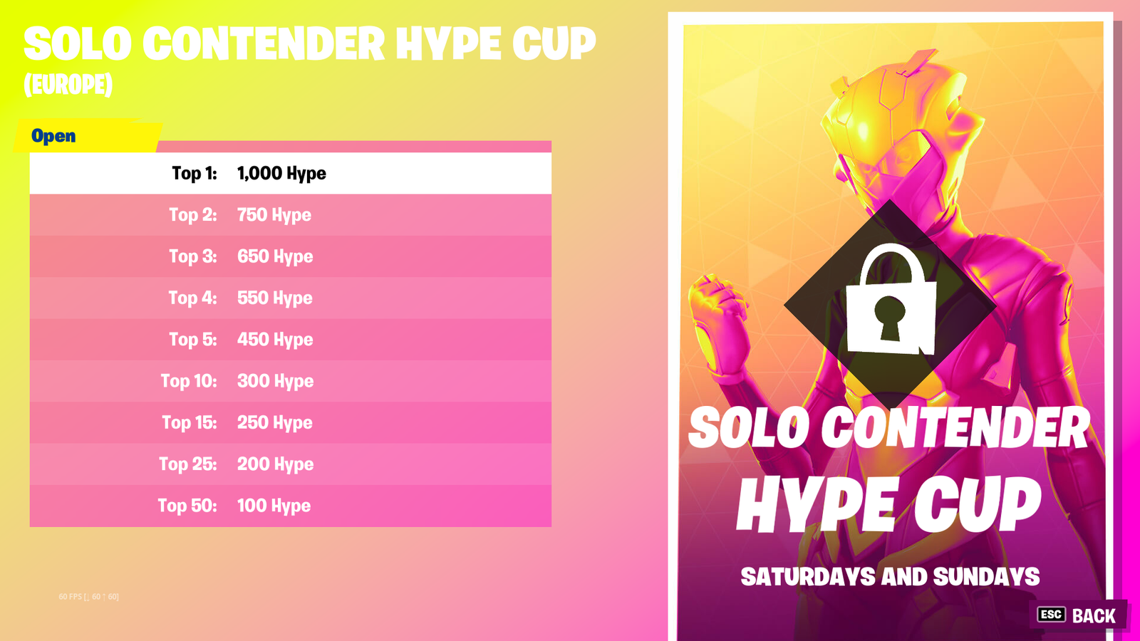 fortnite solo hype cup