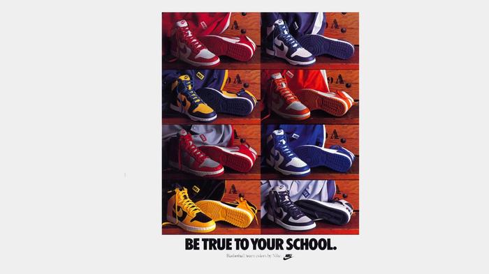 Nike Dunk vs SB Dunk - Nike Dunk poster of 8 college-themed high-top sneakers.