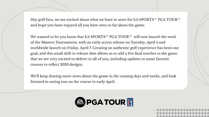 ea sports pga tour release delay