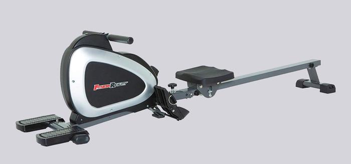 Best rowing machine under 500 Fitness Reality product image of a silver and black machine.