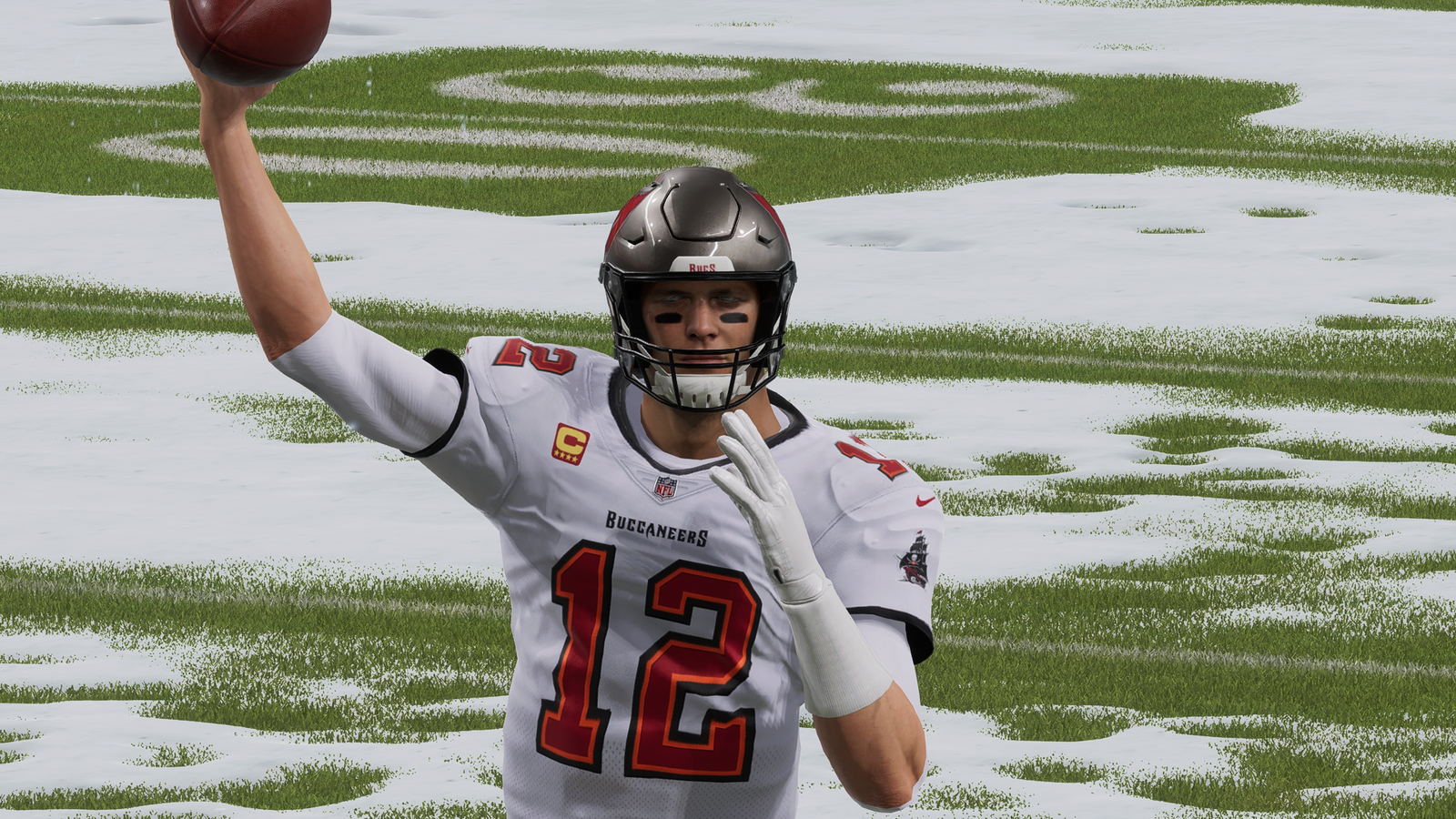 Tom Brady throwing a pass in Madden 22