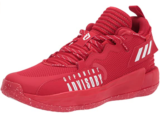 How should basketball shoes fit adidas product image of a single read sneaker with 'opponent advisory' written in white on the side.
