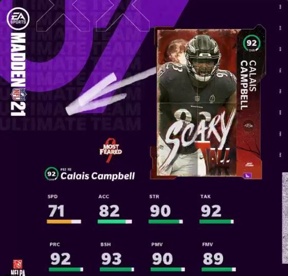 MUT 21 Scary Tall Calais Campbell