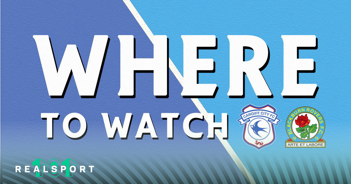 Cardiff and Blackburn badges with where to to watch text