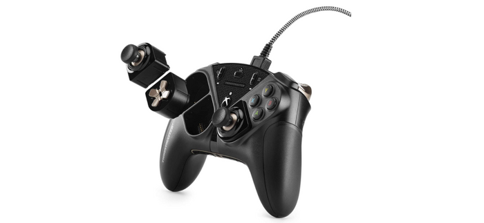 Best controller for Call of Duty Vanguard Thrustmaster product image of a black controller with swappable buttons. 