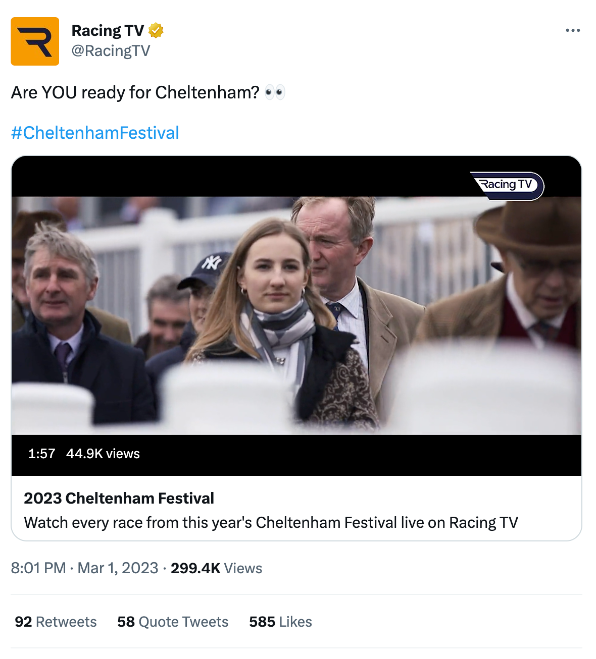 RacingTV Cheltenham Festival promotional video.